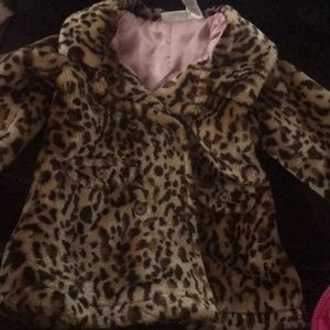 Leopard print faux fur coat